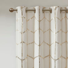 Load image into Gallery viewer, Intelligent Design Raina Total Blackout Metallic Print Grommet Top Curtain Panel - 50X63" ID40-1615
