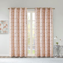 Load image into Gallery viewer, Intelligent Design Raina Total Blackout Metallic Print Grommet Top Curtain Panel - 50X63" ID40-1616
