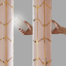 Load image into Gallery viewer, Intelligent Design Raina Total Blackout Metallic Print Grommet Top Curtain Panel - 50X63" ID40-1616
