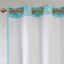 Load image into Gallery viewer, Intelligent Design Raina Total Blackout Metallic Print Grommet Top Curtain Panel - 50X63" ID40-1617
