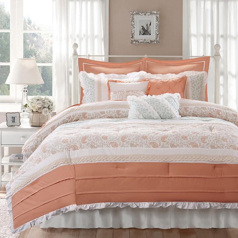 Madison Park Dawn 9 Piece Cotton Percale Comforter Set -King MP10-2794 By Olliix