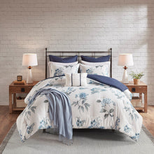 Load image into Gallery viewer, Madison Park Zennia 7 Piece Printed Seersucker Comforter Set With Throw Blanket - King/Cal King MP10-6304
