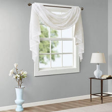 Load image into Gallery viewer, Madison Park Diamond Sheer Embroidered Window Scarf -50X216&quot; MP40-4935 By Olliix
