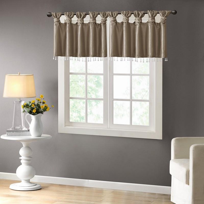 100% Polyester Twisted Tab Valance With Beads -50X26