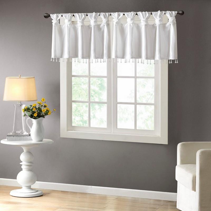 100% Polyester Twisted Tab Valance With Beads -50X26