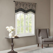 Load image into Gallery viewer, Madison Park Aubrey Jacquard Window Rod Pocket Valance With Beads - 50X18&quot; MP41-4989
