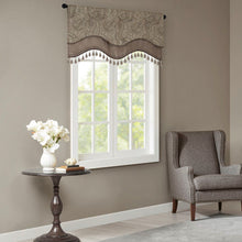 Load image into Gallery viewer, Madison Park Aubrey Jacquard Window Rod Pocket Valance With Beads - 50X18&quot; MP41-4990
