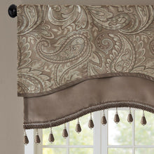 Load image into Gallery viewer, Madison Park Aubrey Jacquard Window Rod Pocket Valance With Beads - 50X18&quot; MP41-4990
