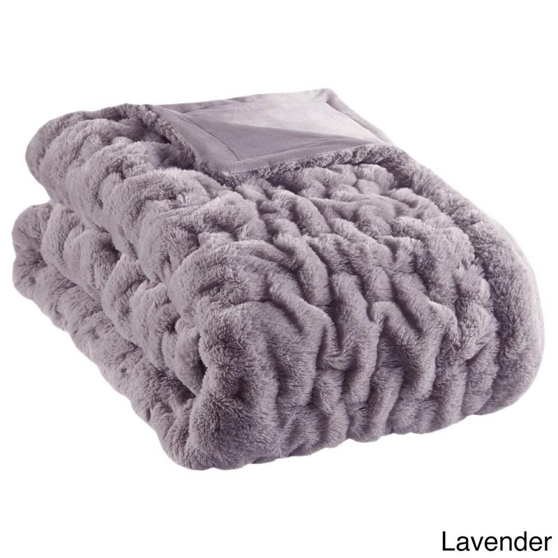 Madison Park Ruched Fur Throw -50X60