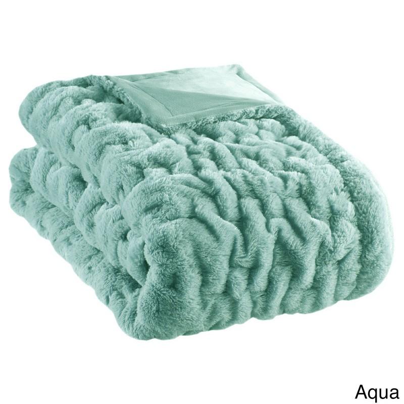 Madison Park Ruched Fur Throw -50X60