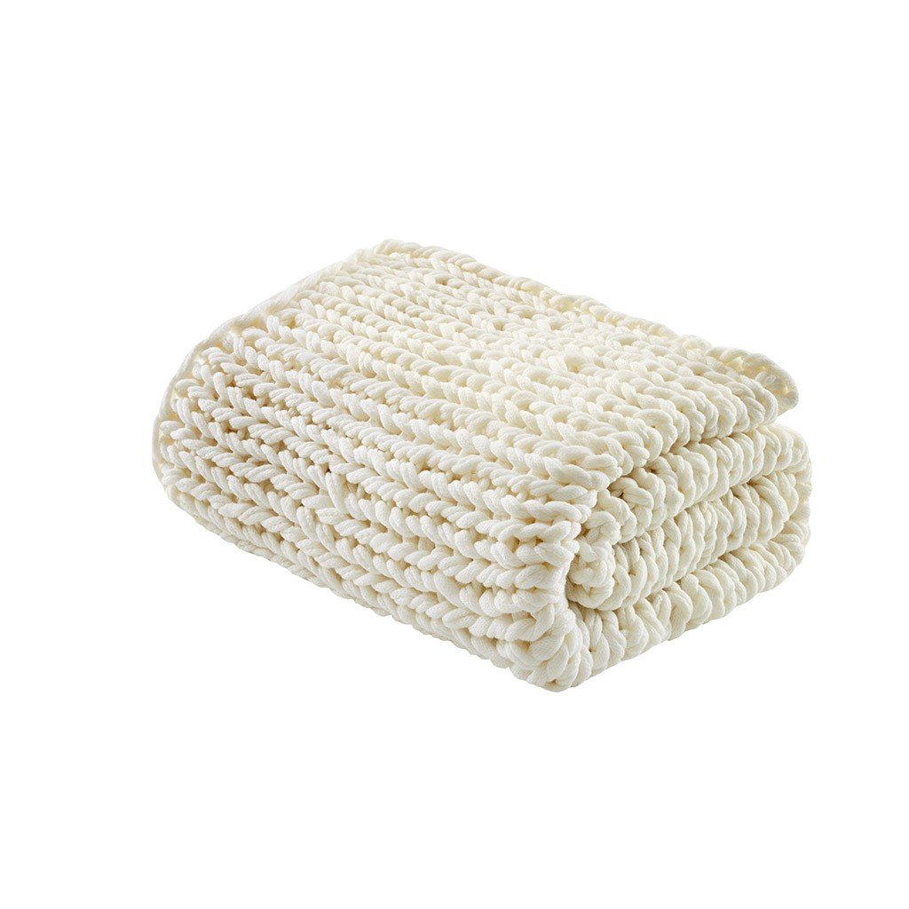 Madison Park Chunky Double Knit Handmade Throw MP50-6135 By Olliix