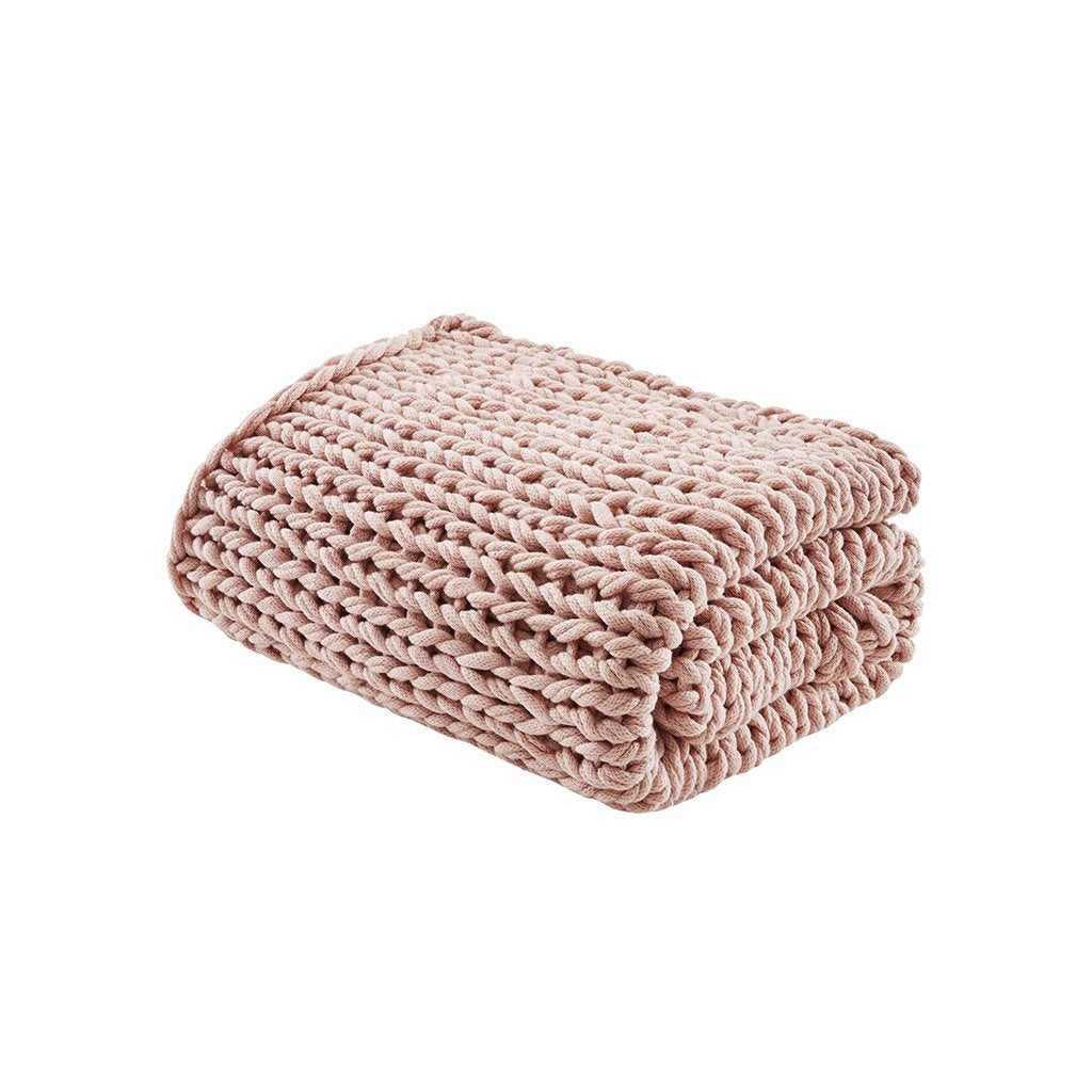Madison Park Chunky Double Knit Handmade Throw MP50-6137 By Olliix