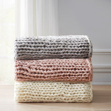 Load image into Gallery viewer, Madison Park Chunky Double Knit Handmade Throw MP50-6137 By Olliix
