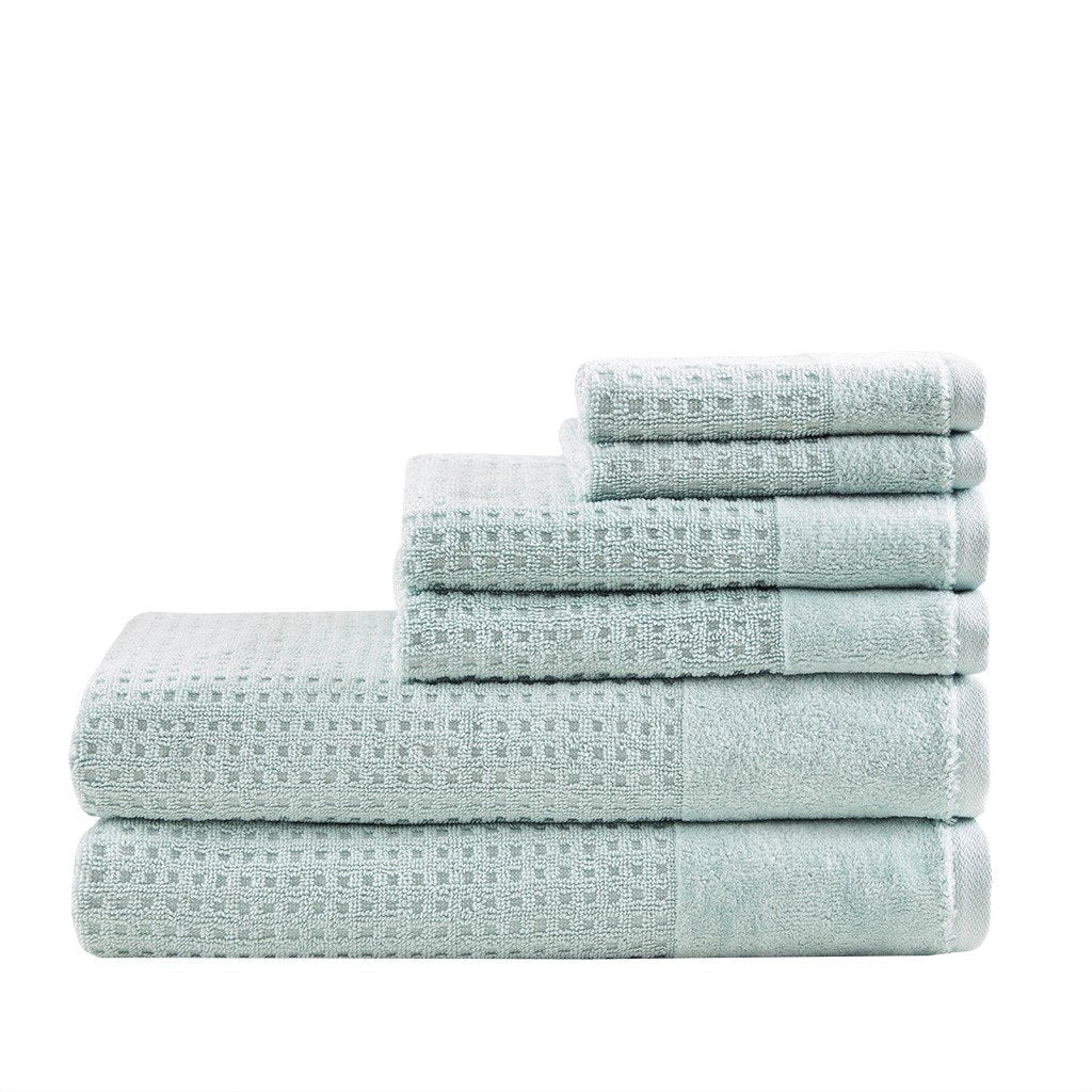 Madison Park Spa Waffle 6 Piece Waffle Cotton Jacquard Towels Set MP73-5912