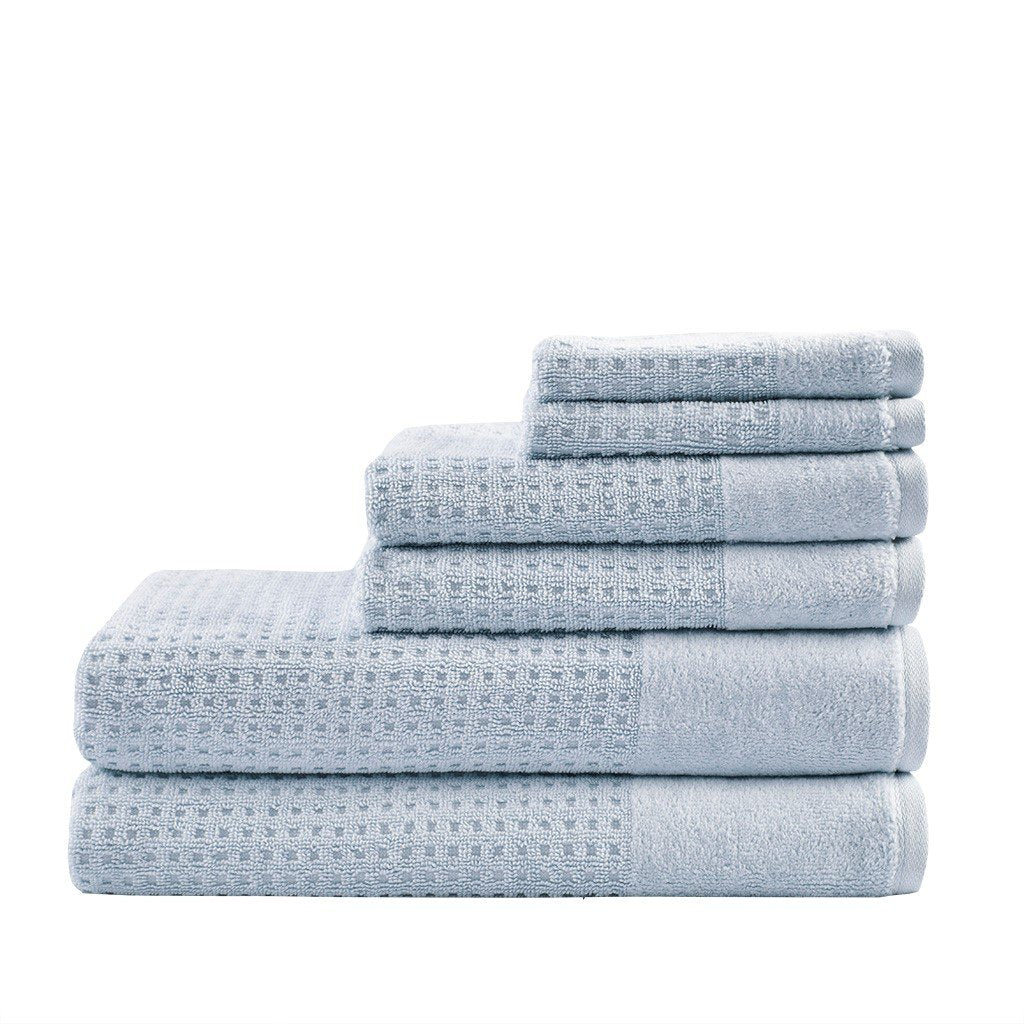 Madison Park Spa Waffle 6 Piece Waffle Cotton Jacquard Towels Set MP73-5913