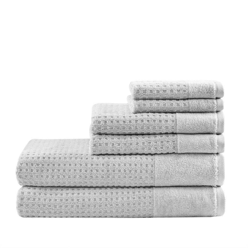 Madison Park Spa Waffle 6 Piece Waffle Cotton Jacquard Towels Set MP73-5915