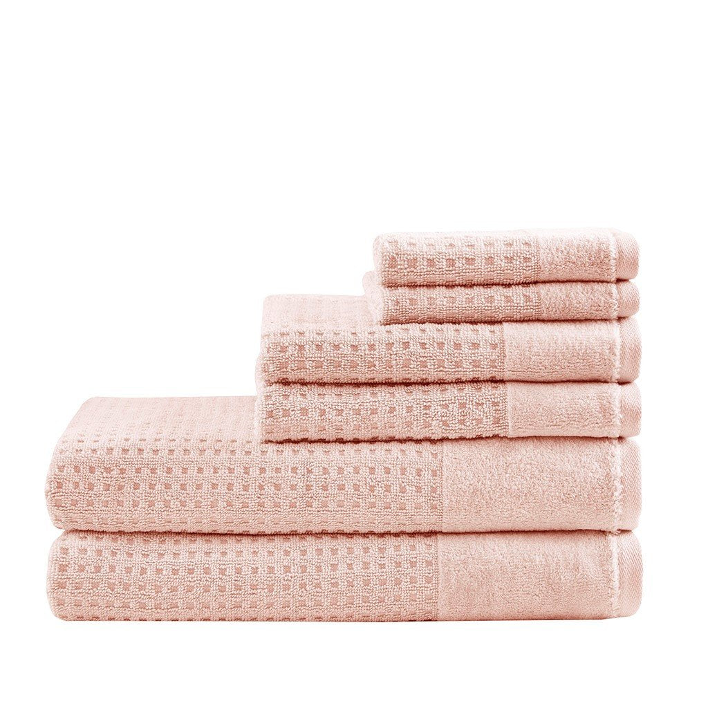 Madison Park Spa Waffle 6 Piece Waffle Cotton Jacquard Towels Set MP73-6220