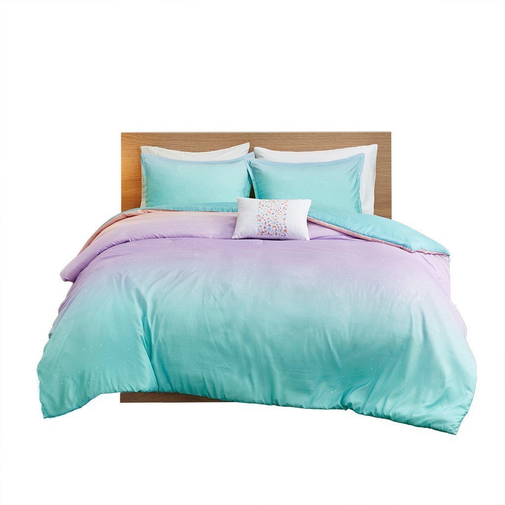 Mi Zone Glimmer Metallic Glitter Printed Reversible Duvet Cover Set - Full/Queen MZ12-0598