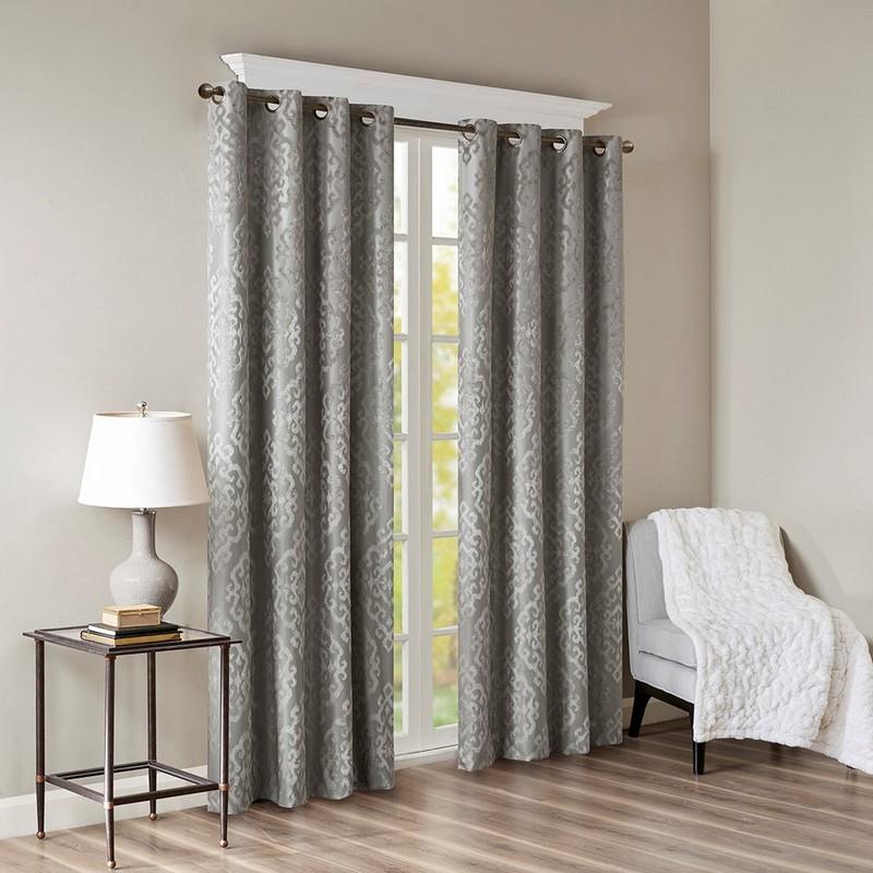 Mirage Knitted Jacquard Blackout Window Panel (50x84) - Charcoal SS40-0019 By Olliix