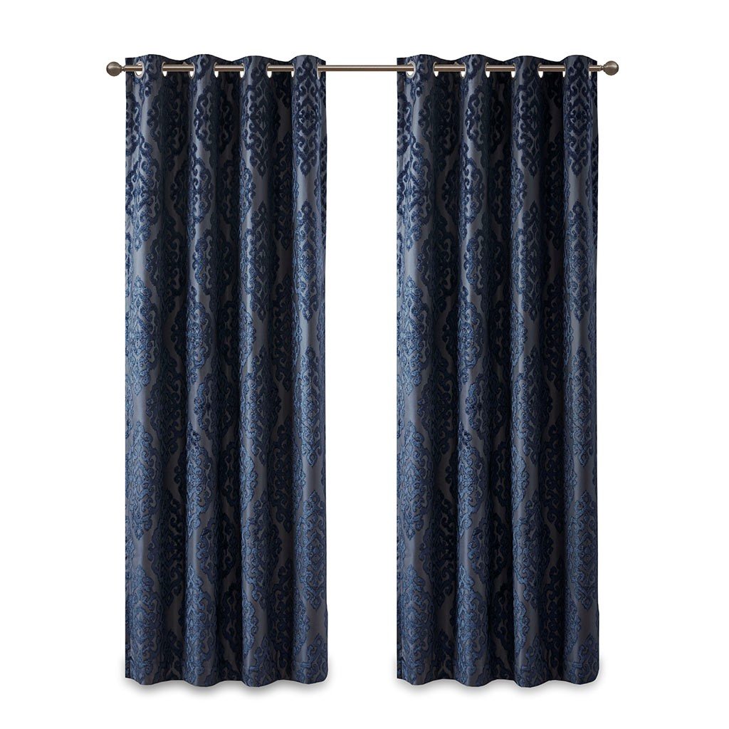 Sunsmart Mirage Knitted Jacquard Damask Total Blackout Grommet Top Curtain Panel - 50X95