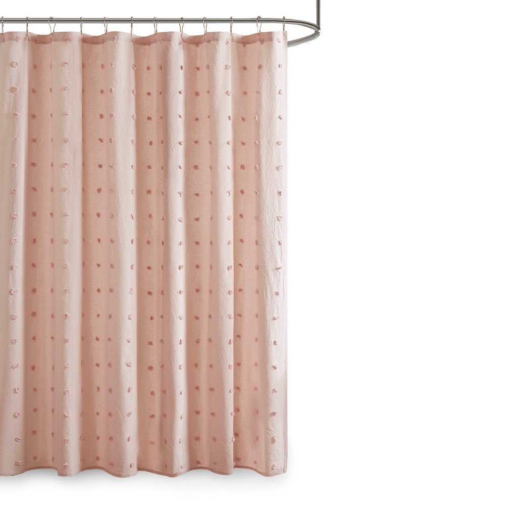 Urban Habitat Brooklyn Cotton Yarn Dyed Jacquard Pom Pom Shower Curtain - 70 X 72