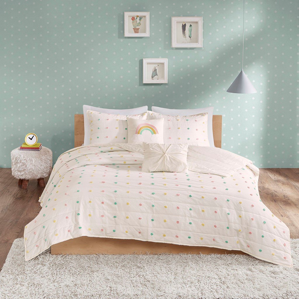 Urban Habitat Kids Callie Cotton Jacquard Pom Pom Coverlet Set - Full/Queen UHK13-0093