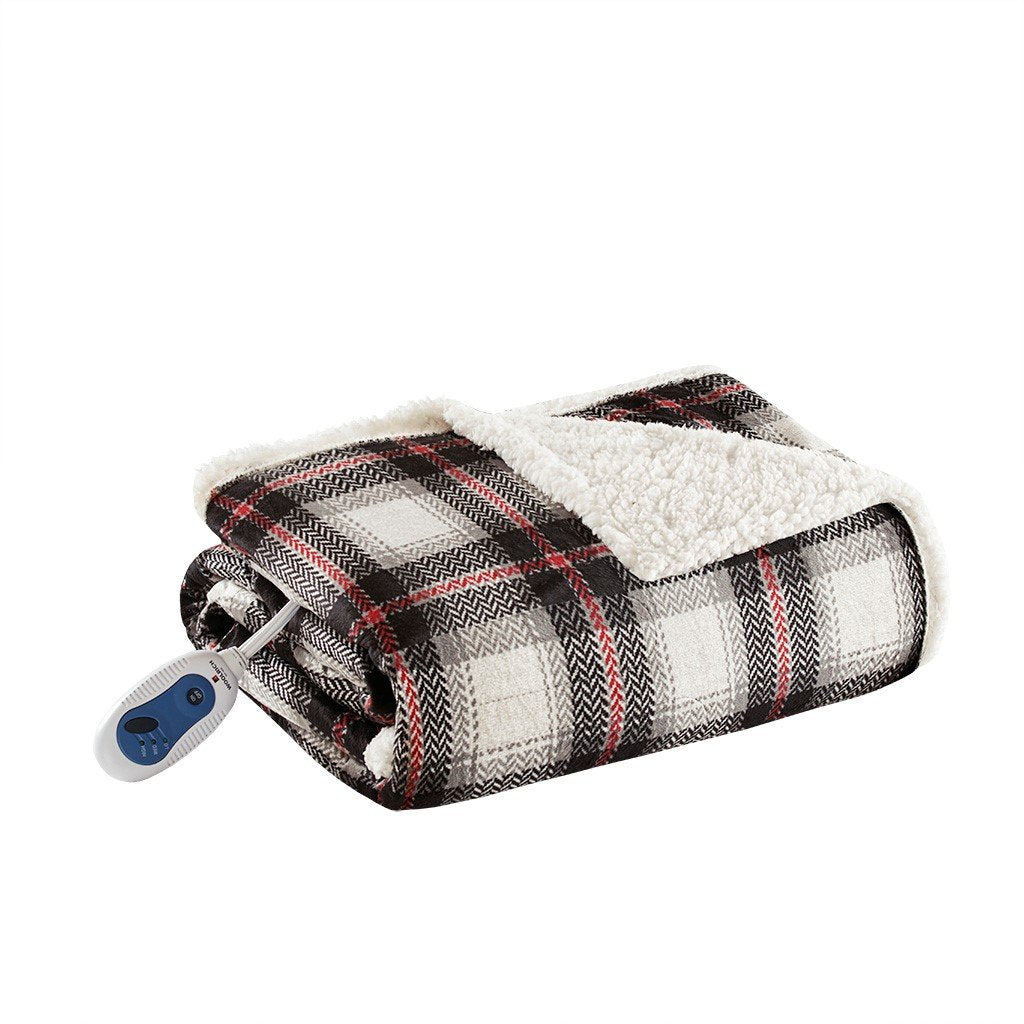 Woolrich Ridley Oversized Plaid Print Faux Mink To Berber Heated Throw - 60X70