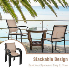 Load image into Gallery viewer, Set of 2 Patio Stackable Dining Chairs with Armrests Garden Deck-Brown
