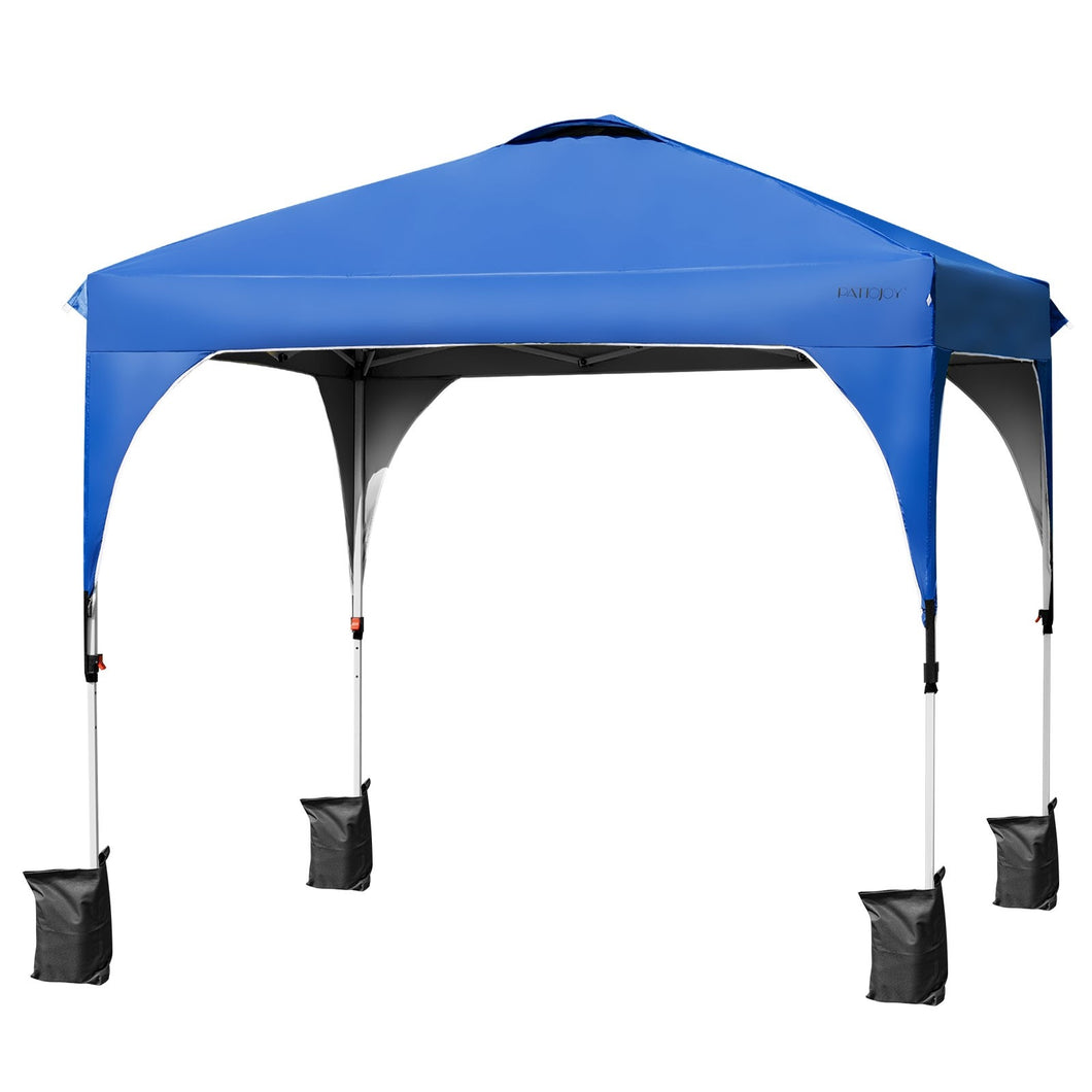 10' x 10' Outdoor Pop-up Camping Canopy Tent with Roller Bag-Blue