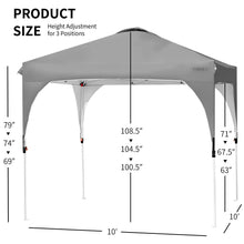 Load image into Gallery viewer, 10&#39; x 10&#39; Outdoor Pop-up Camping Canopy Tent with Roller Bag-Gray
