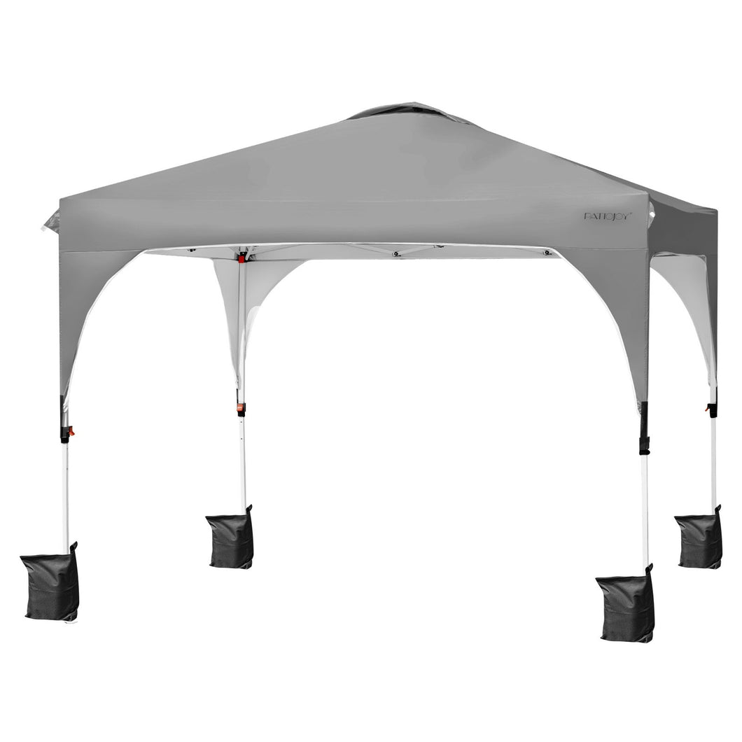 10' x 10' Outdoor Pop-up Camping Canopy Tent with Roller Bag-Gray