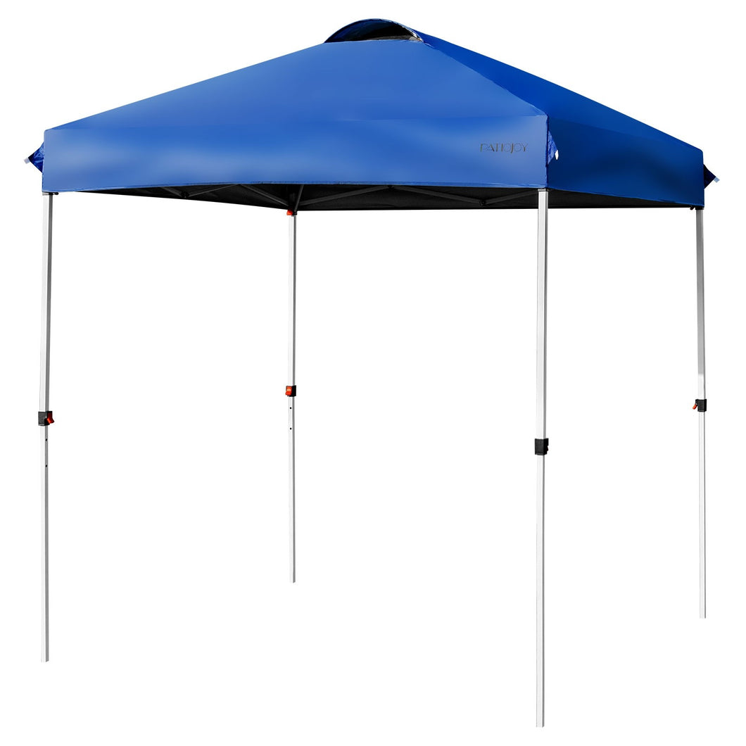 6.6' x 6.6' Outdoor Pop Up Camping Canopy Tent with Roller Bag-Blue