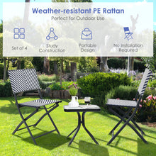 Load image into Gallery viewer, Set of 4 Patio Folding Rattan Dining Chairs for Camping and Garden
