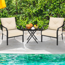 Load image into Gallery viewer, 2 Pieces Patio Dining Set with Padded Cushions Armrest Steel Frame
