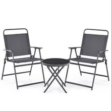 Load image into Gallery viewer, 3 Pieces Outdoor Bistro Set with Folding Table and Chairs for Garden-Gray
