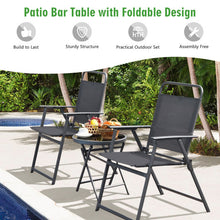 Load image into Gallery viewer, 3 Pieces Outdoor Bistro Set with Folding Table and Chairs for Garden-Gray
