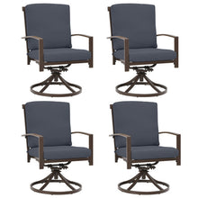 Load image into Gallery viewer, Set of 4 Patio Swivel Dining Chairs with Cushion and Armrest
