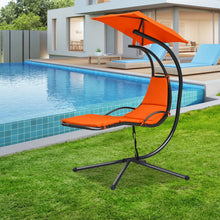Load image into Gallery viewer, Patio Hanging Hammock Chaise Lounge Chair with Canopy Cushion for Outdoors-Orange
