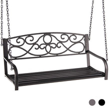 Load image into Gallery viewer, Outdoor 2-Person Metal Porch Swing Chair with Chains-Brown
