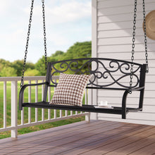 Load image into Gallery viewer, Outdoor 2-Person Metal Porch Swing Chair with Chains-Brown

