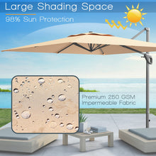 Load image into Gallery viewer, 10 x 10 Feet Patio Offset Cantilever Umbrella with Aluminum 360-degree Rotation Tilt-Beige
