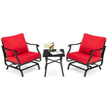 Load image into Gallery viewer, 3 Piece Patio Rocking Chair Set with Coffee Table-Red
