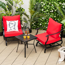 Load image into Gallery viewer, 3 Piece Patio Rocking Chair Set with Coffee Table-Red

