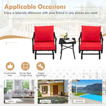 Load image into Gallery viewer, 3 Piece Patio Rocking Chair Set with Coffee Table-Red

