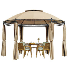 Load image into Gallery viewer, 11.5 ft Outdoor Patio Round Dome Gazebo Canopy Shelter with Double Roof Steel-Brown
