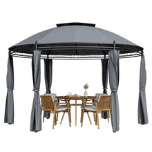 Load image into Gallery viewer, 11.5 ft Outdoor Patio Round Dome Gazebo Canopy Shelter with Double Roof Steel-Gray
