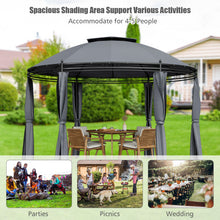 Load image into Gallery viewer, 11.5 ft Outdoor Patio Round Dome Gazebo Canopy Shelter with Double Roof Steel-Gray
