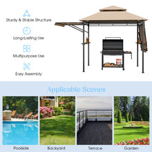 Load image into Gallery viewer, 13.5 x 4 Feet Patio BBQ Grill Gazebo Canopy with Dual Side Awnings-Beige
