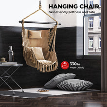 Load image into Gallery viewer, Hanging Rope Swing Chair with Soft Pillow and Cushions-Beige

