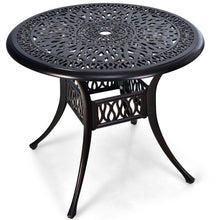 Load image into Gallery viewer, 36 Inch Patio Round Dining Bistro Table with Umbrella Hole-Brown
